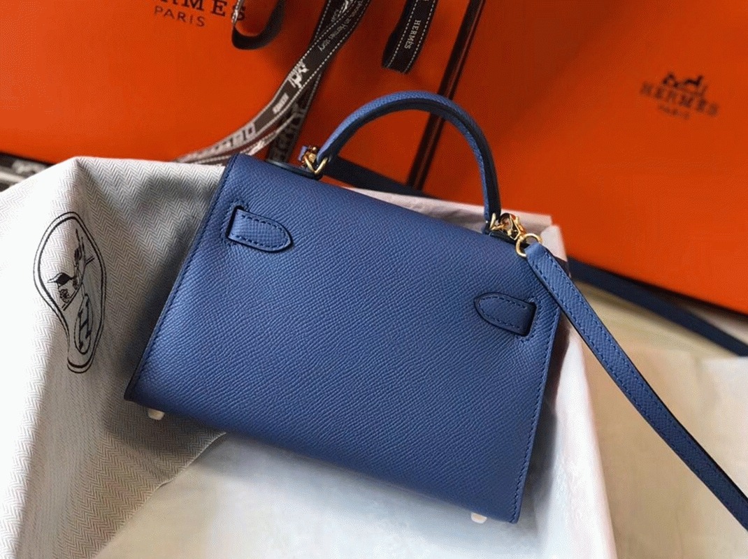 H**me5 Kelly Mini II Bag Fake in Blue Agate