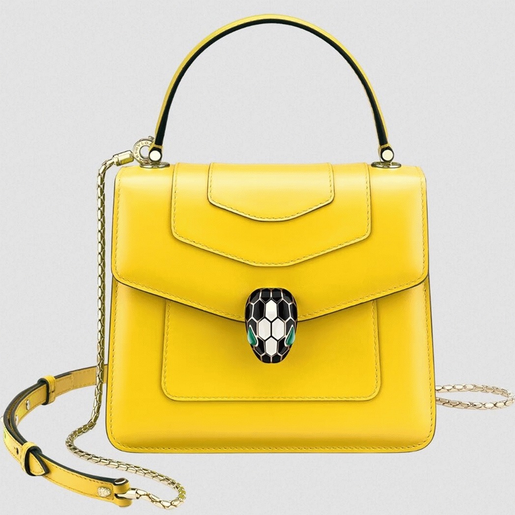 Fake Bv1g*ai Serpenti Forever Small Bag Yellow Calfskin
