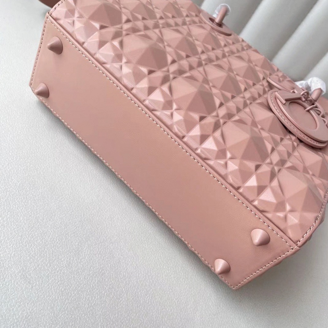 D10r Small Lady D10r My ABCD10r Bag Fake in Pink Calfskin with D1am0nd Motif