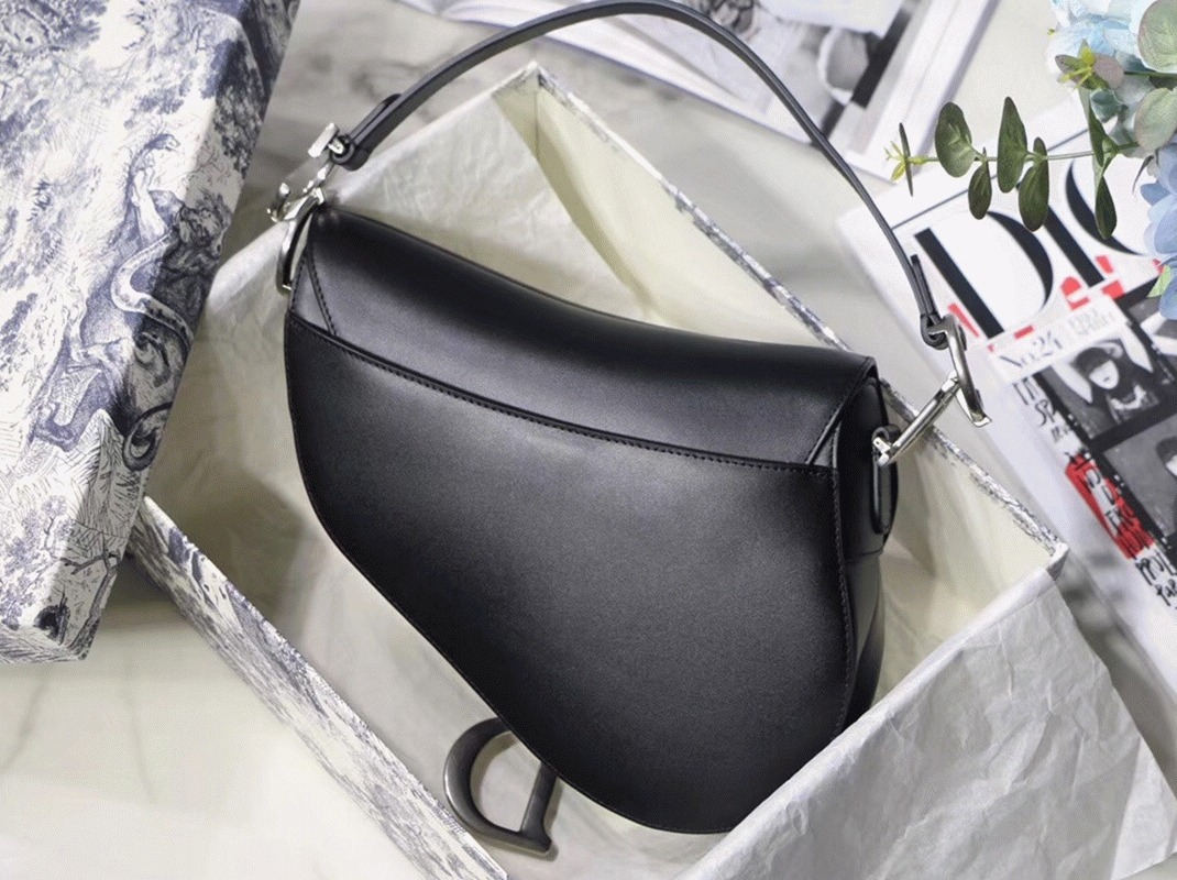 D10r Saddle Bag Replica in Black Soft Calfskin