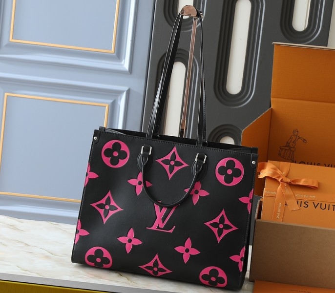 Monogram Empreinte OnTheGo GM Tote In Black And Magenta Pink