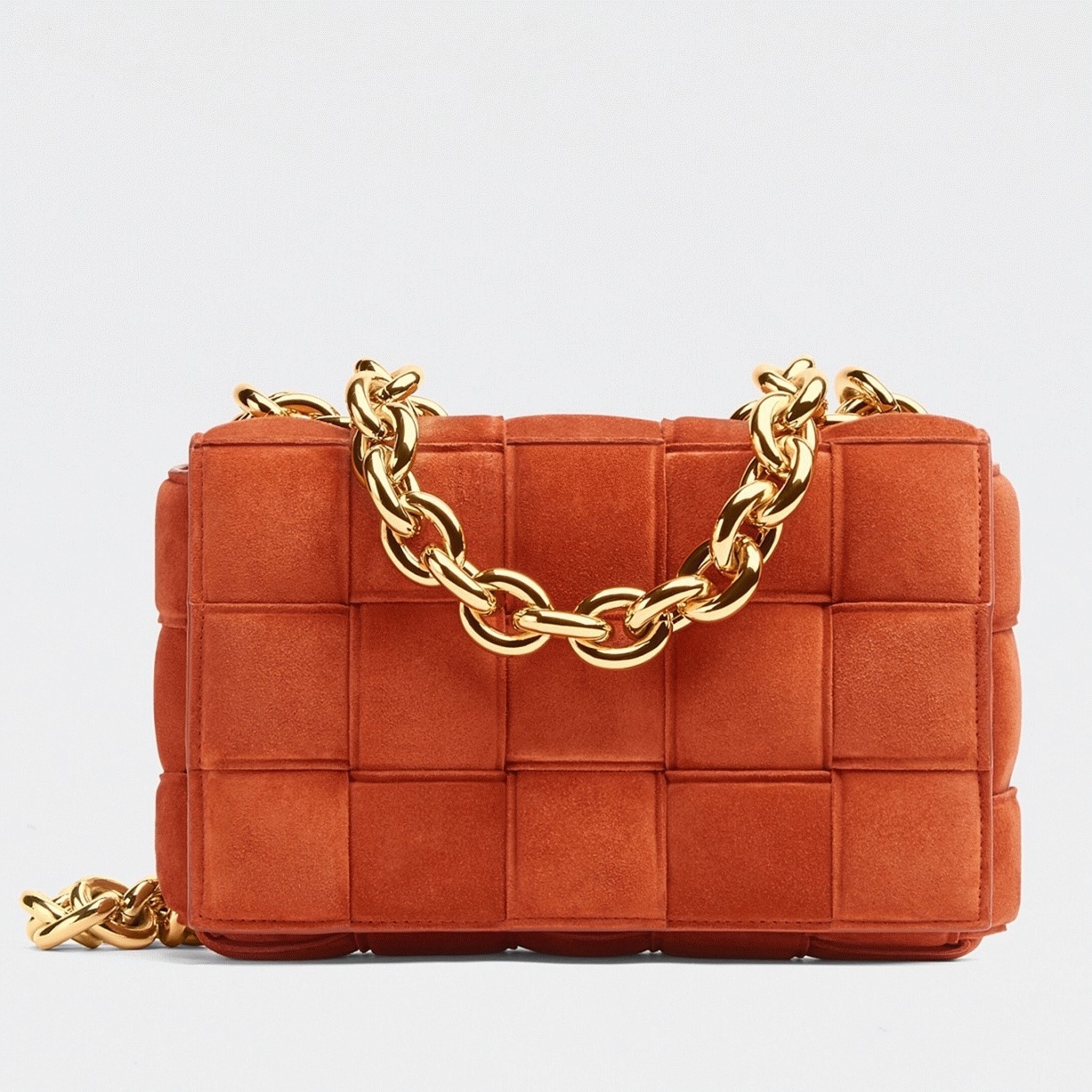 Top Quality Faux B0tt*ga Ven*ta Chain Cassette Bag In Maple