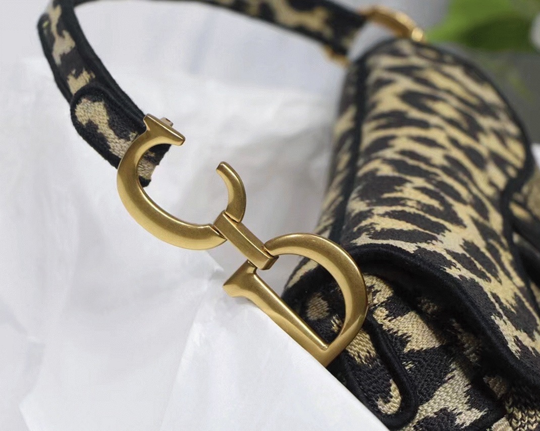 D10r Saddle Bag Replica in Beige Multicolor Mizza Embroidery