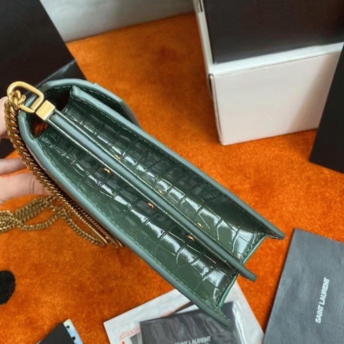 Replica Sa1nt Lau*nt Cassandra Medium Bag Green Crocodile