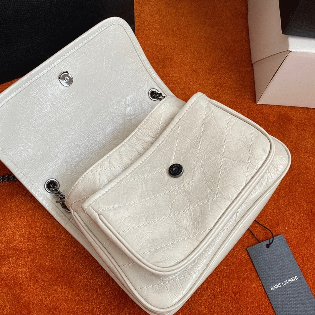 Fake Sa1nt Lau*nt Niki Baby Chain Bag White
