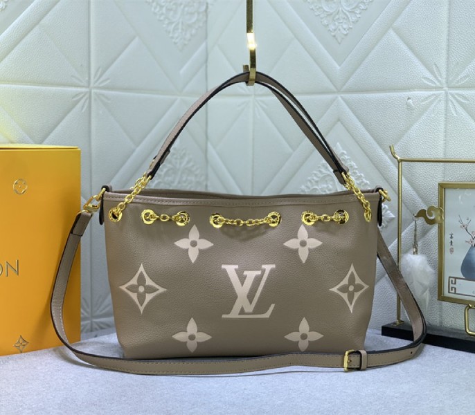 L0vis Vvtt0n Bicolor Monogram Empreinte Bundle Bag In Tourterelle Gray and Cream