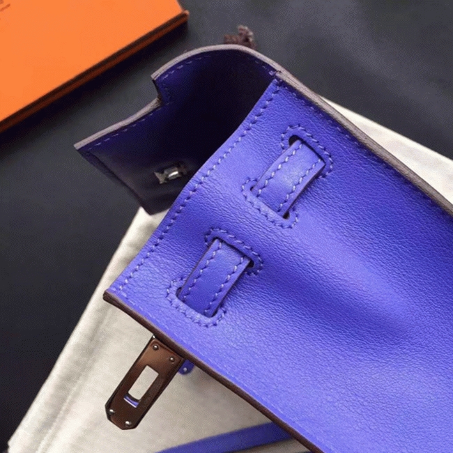 Blue Swift Leather Replica H**me5 Kelly Danse Shoulder Bag