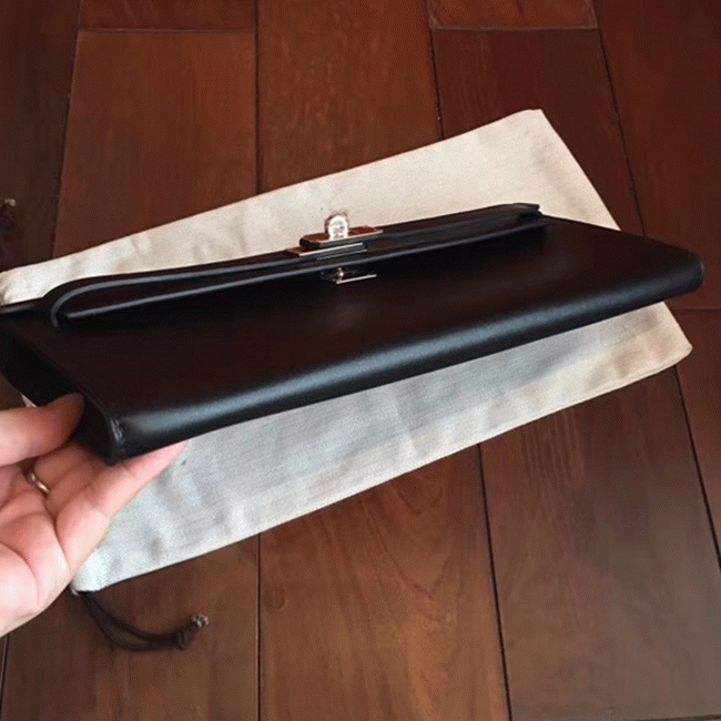 Black Swift Fake H**me5 Kelly Cut Clutch Elegant Clutch