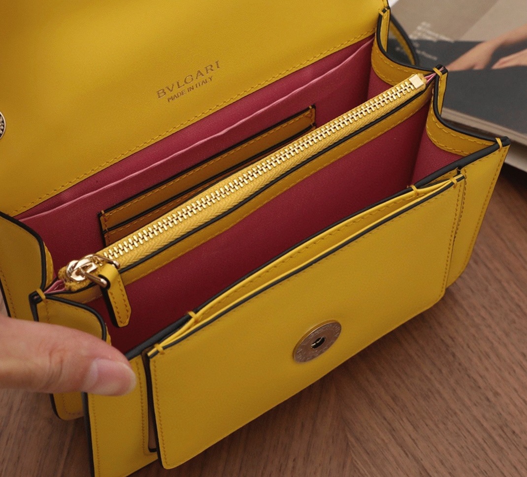 Replica Bv1g*ai Serpenti Forever Small Crossbody Bag Yellow Calfskin