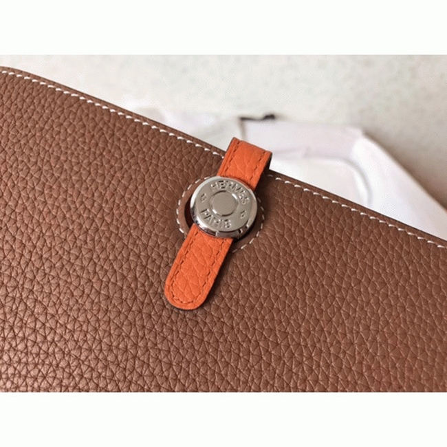 Brown orange replica H**me5 Dogon duo wallet