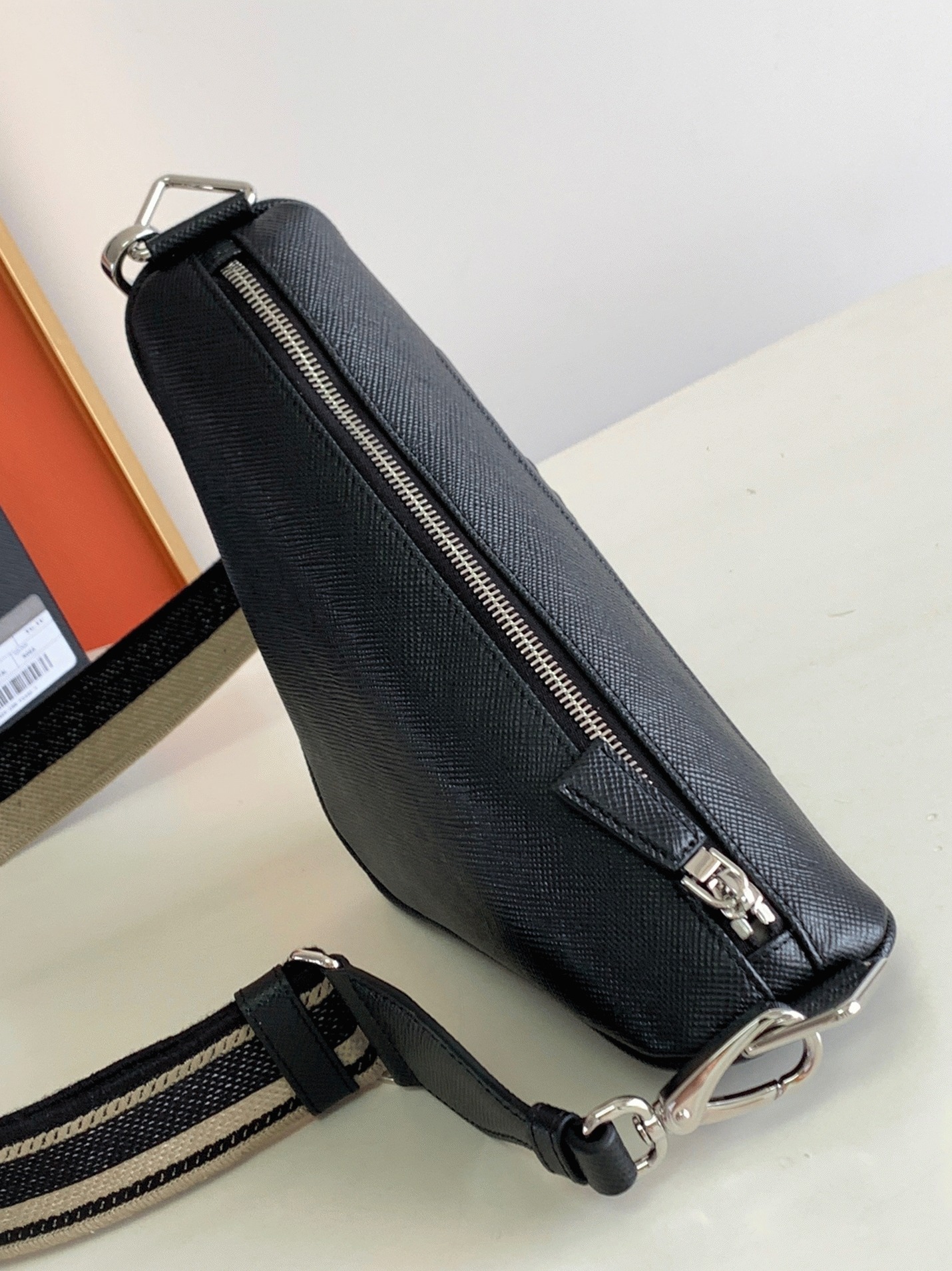 Pra*a Triangle Shoulder Bag Fake in Black