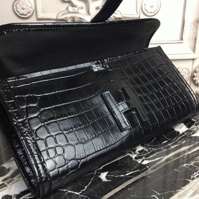 Blue electric crocodile leather replica H**me5 Jige Elan clutch bag