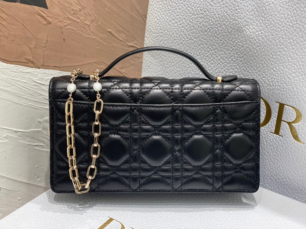 D10r Miss D10r Mini Bag Replica in Black Cannage Lambskin