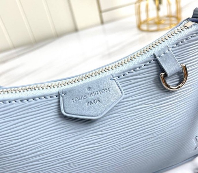 L0vis Vvtt0n Epi Leather Easy Pouch On Strap In Bleu Celeste Blue