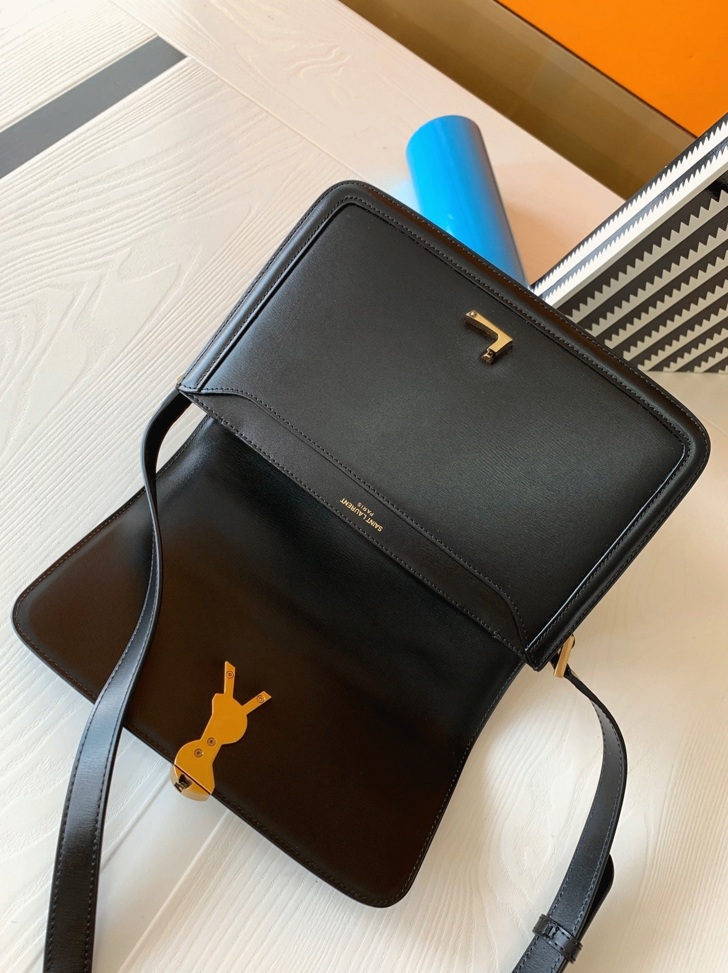 Fake Sa1nt Lau*nt Medium Solferino Bag Black Calfskin