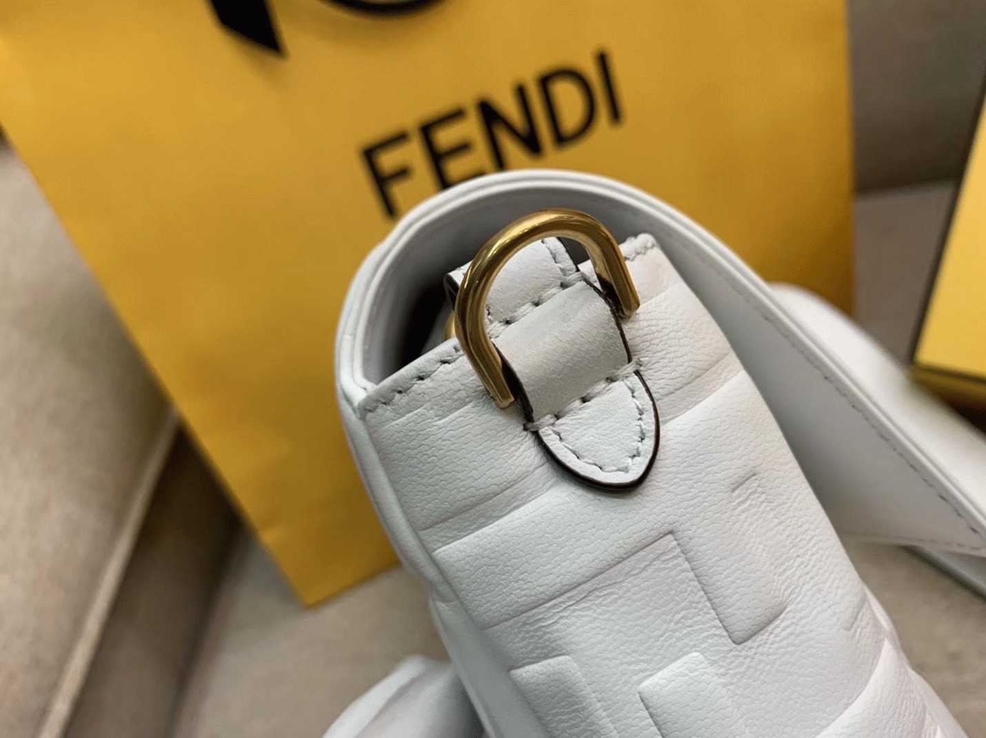 Top Quality Knockoff F**di Medium Baguette Bag In White FF