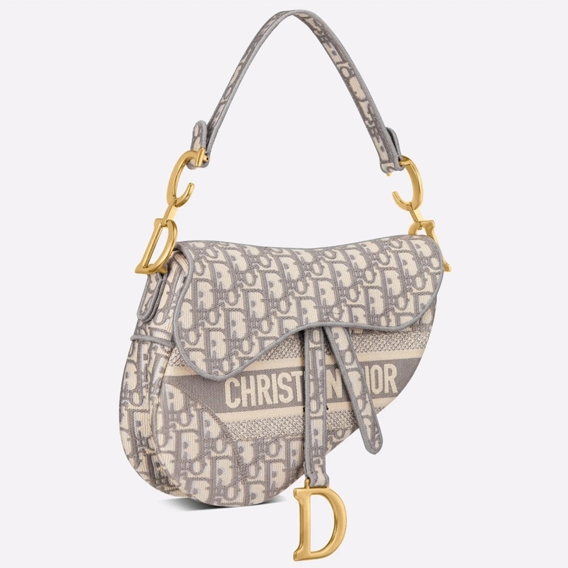 D10r Saddle Bag Knockoff in Grey D10r Oblique Embroidery