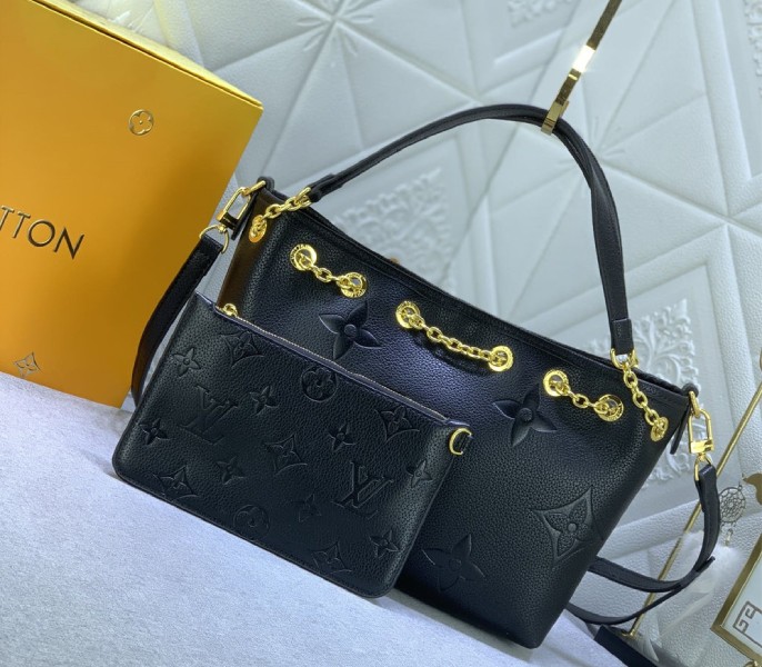 L0vis Vvtt0n Monogram Empreinte Leather Bundle Bag In Black