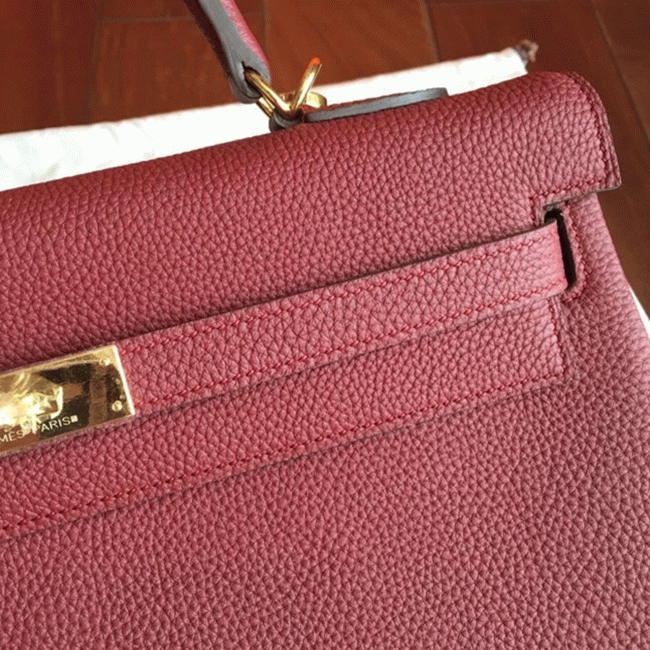 Bordeaux Clemence Replica H**me5 Kelly 35cm Rich Color Bag