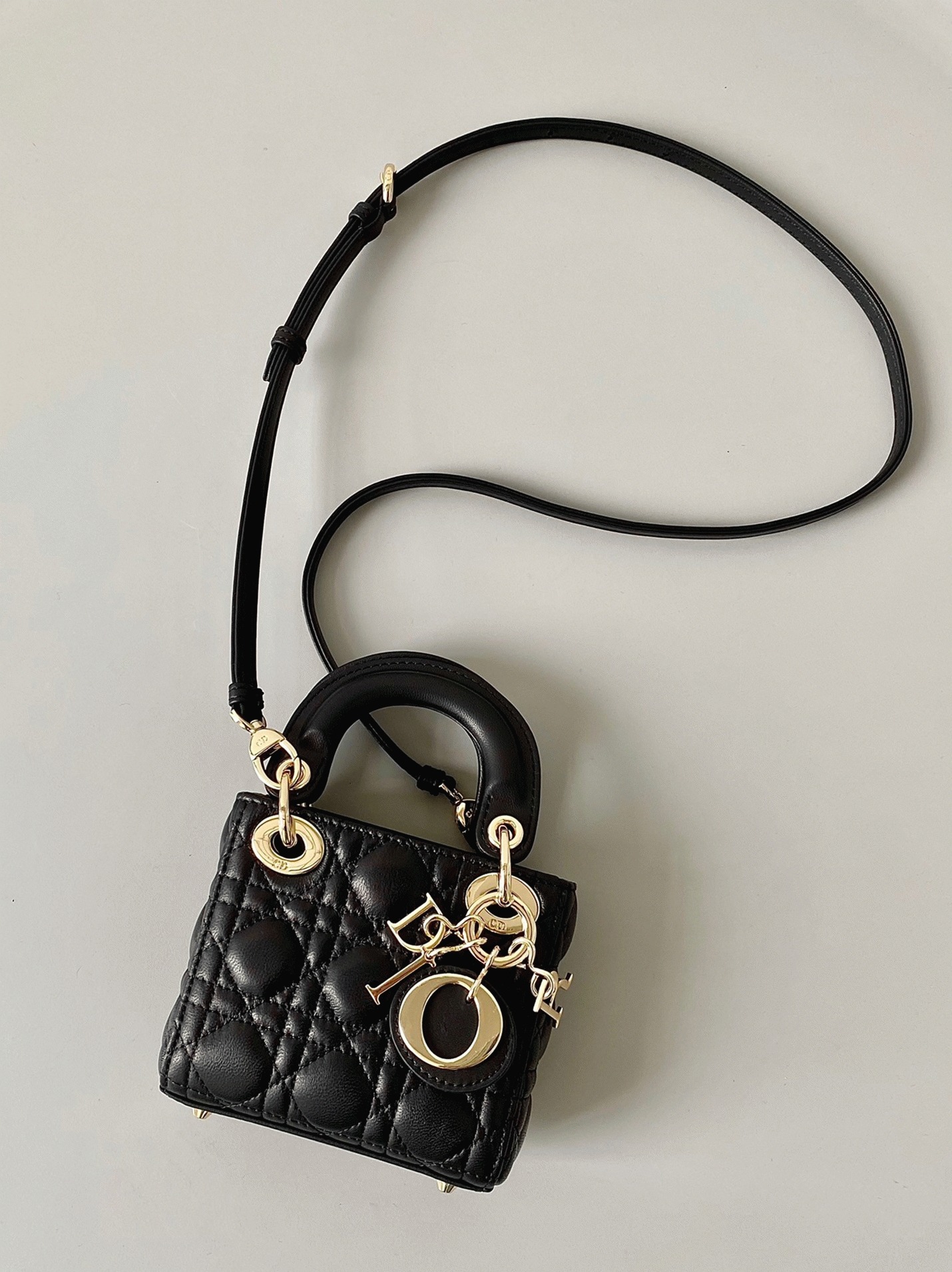 D10r Lady D10r Micro Bag Fake in Black Cannage Lambskin