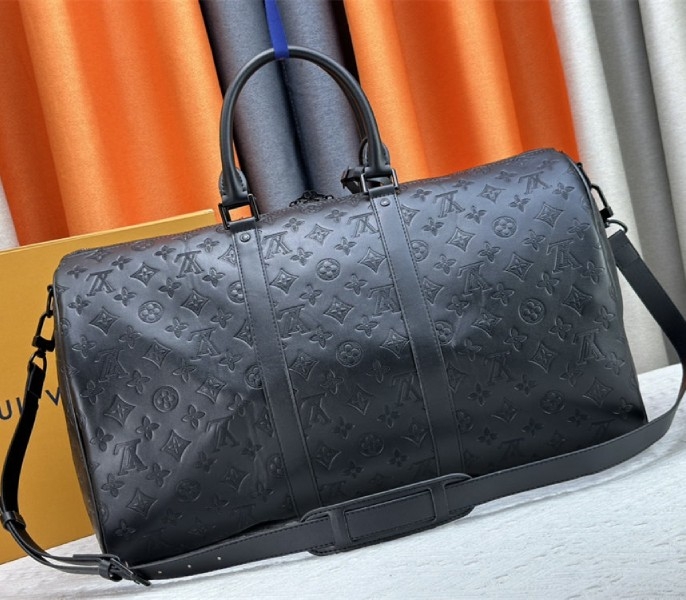 L0vis Vvtt0n Monogram Shadow Leather Keepall Bandouliere 50 In Black