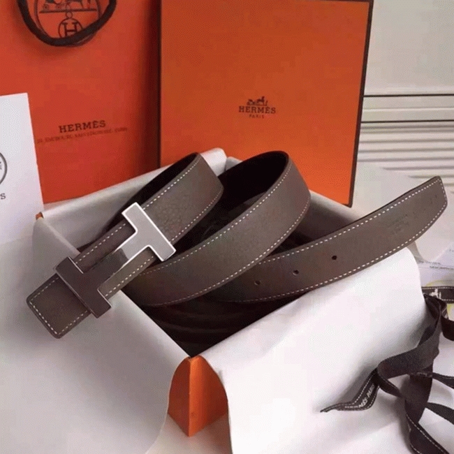 Fake H**me5 Kits belt in grey epsom with Constance buckle