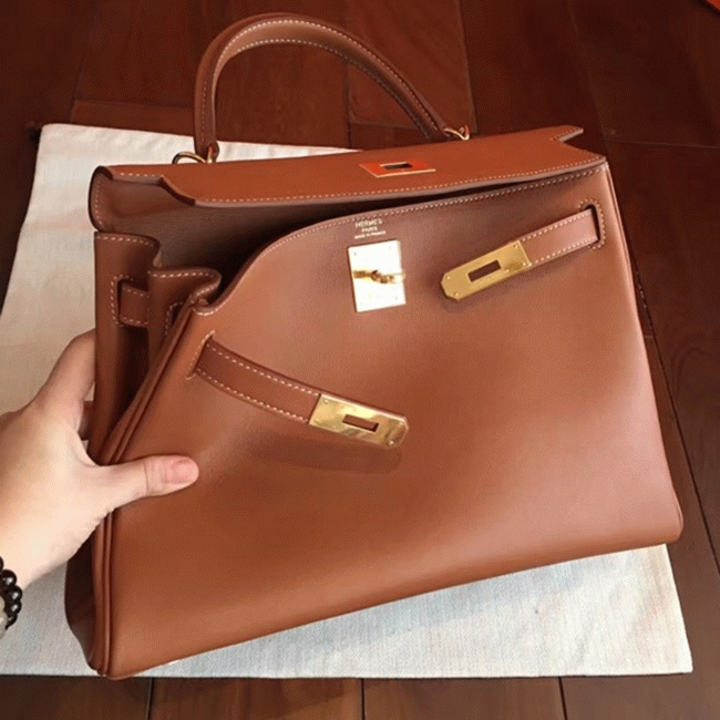 Brown Swift Fake H**me5 Kelly Retourne 32cm Soft Leather Handbag
