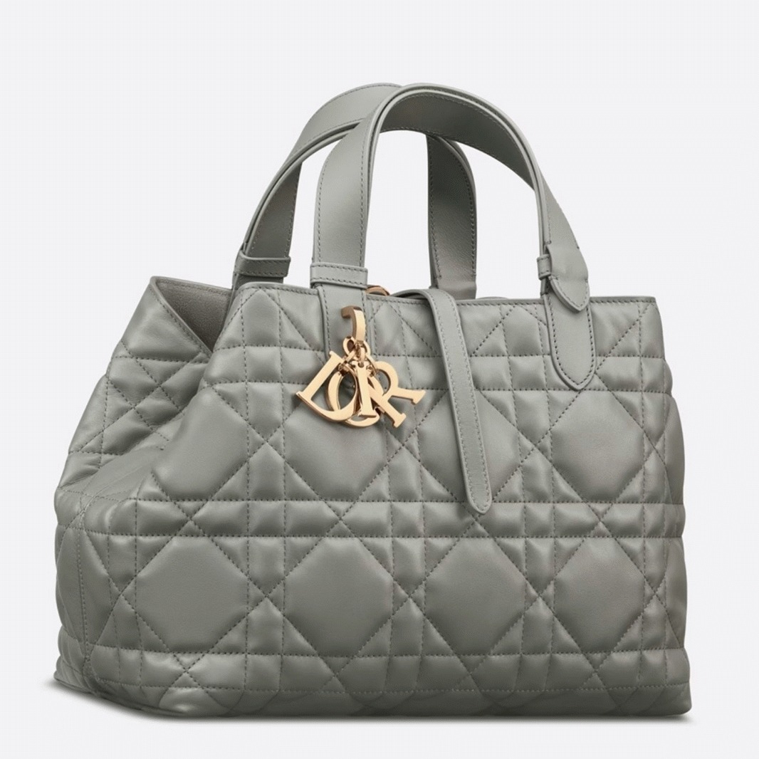 D10r Toujours Medium Bag Faux in Beige Macrocannage Calfskin