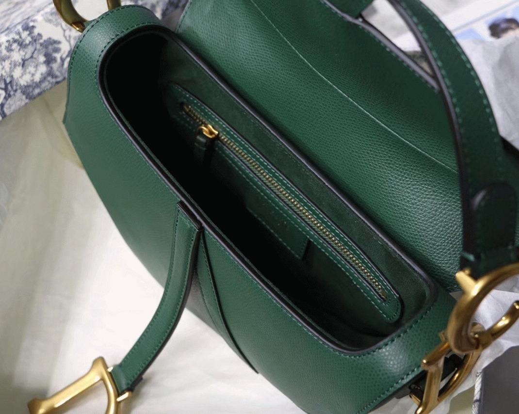 D10r Saddle Bag Faux in Green Grained Calfskin