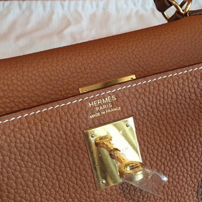 Gold Clemence Knockoff H**me5 Kelly Retourne 28cm Classic Bag