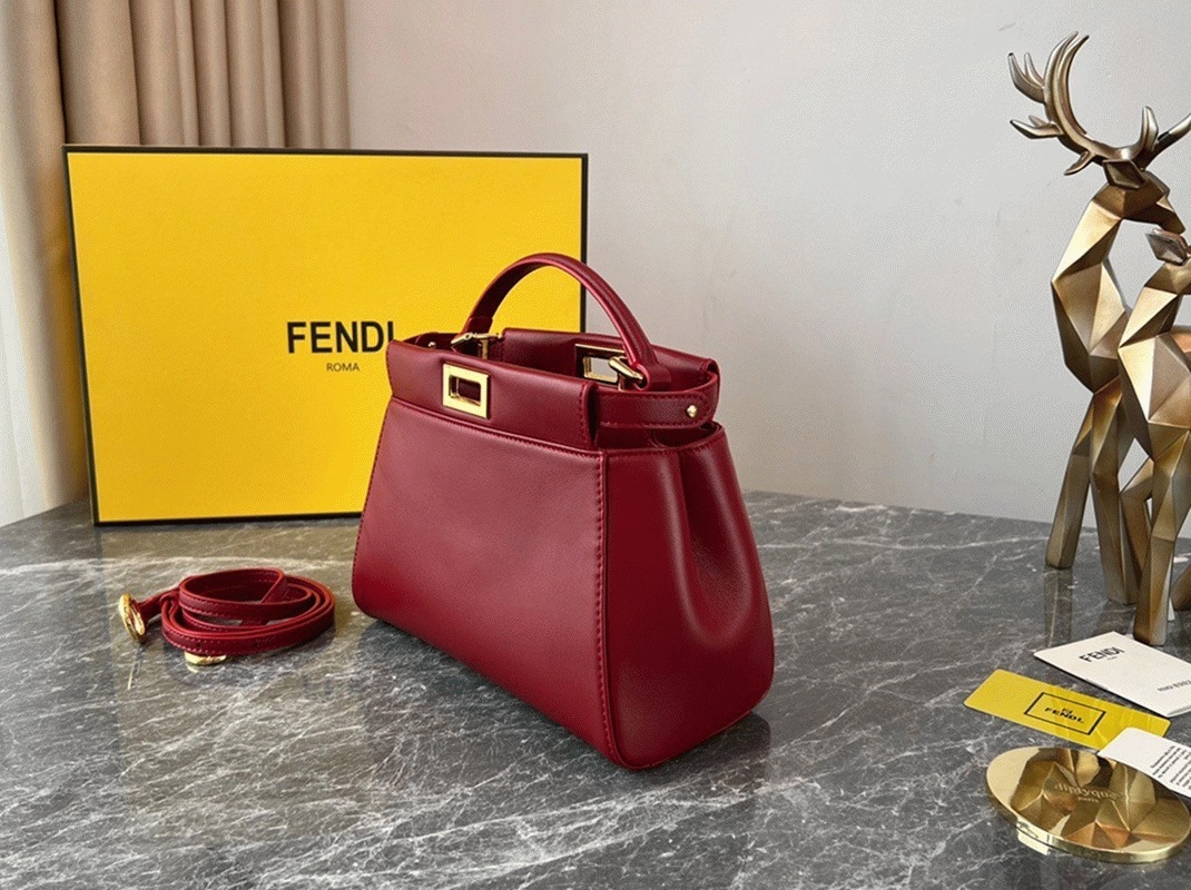 Top Quality Knockoff F**di Peekaboo Mini Bag In Red Nappa Leather