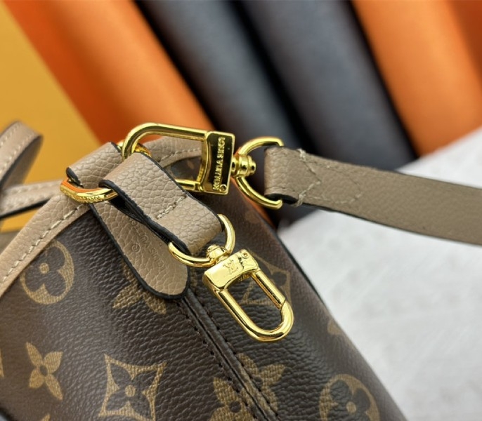 L0vis Vvtt0n Neverfull Bandouliere Inside Out BB Tote In Monogram Canvas And Khaki Green Leather