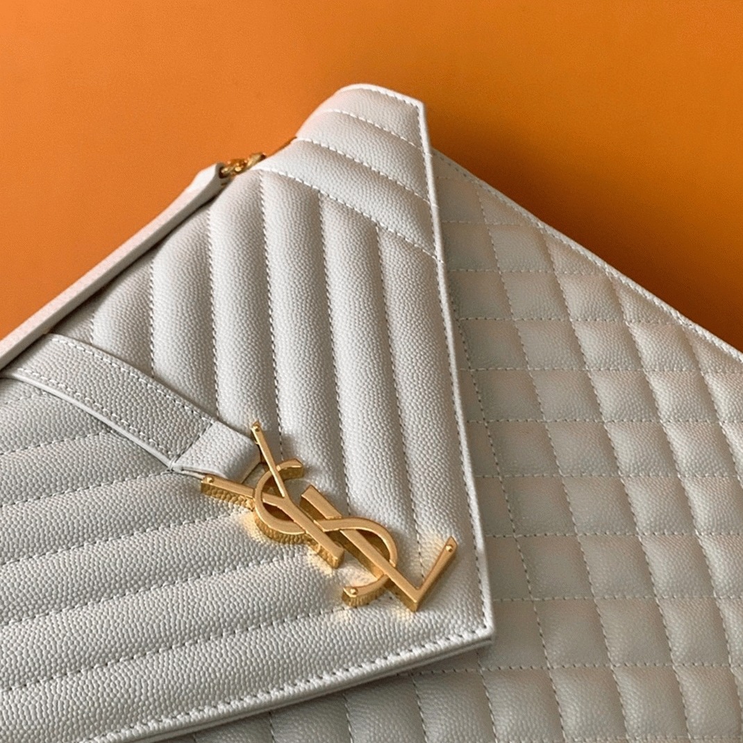 Fake Sa1nt Lau*nt Envelope Large Bag White