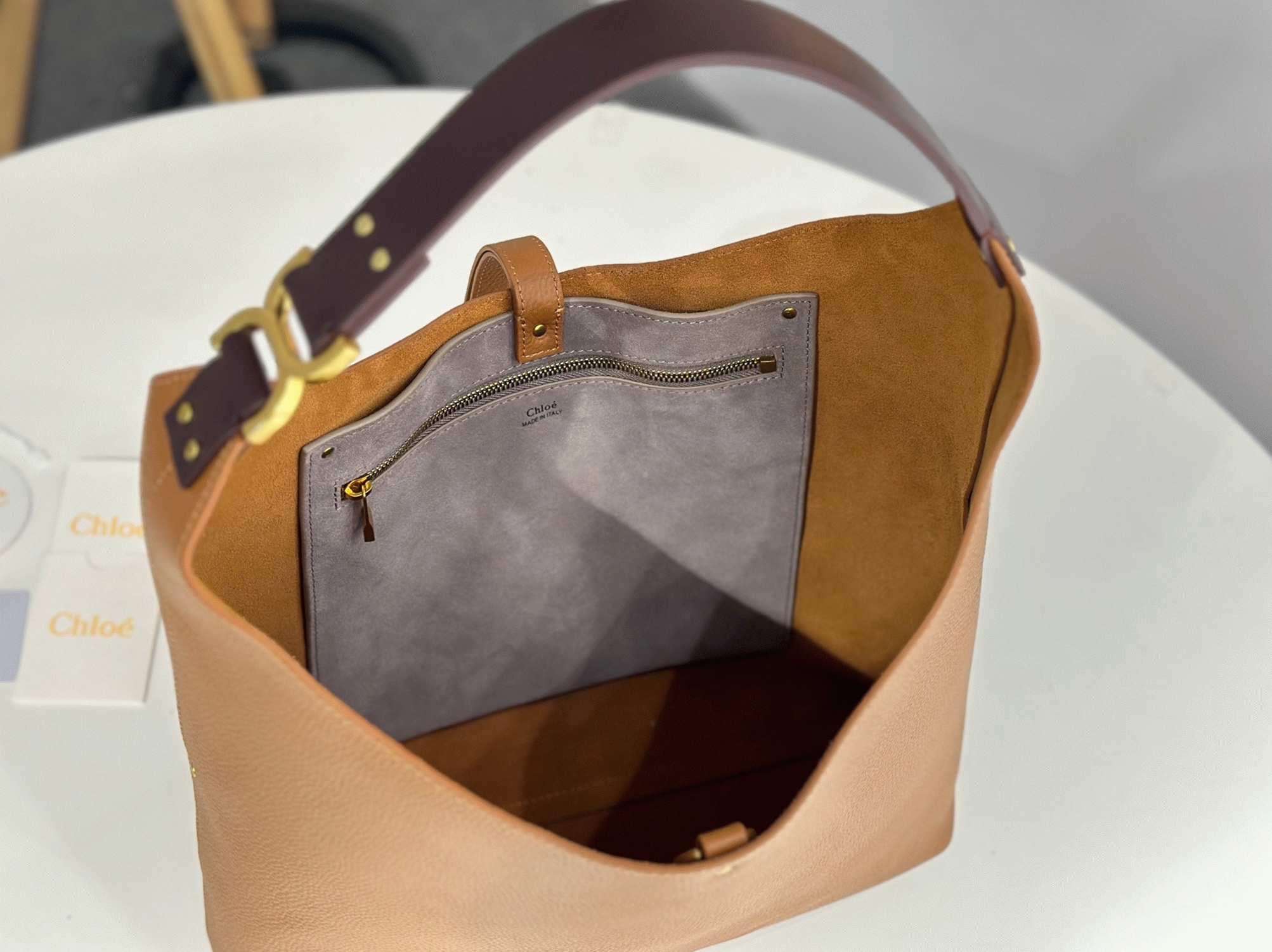 top quality fake Ch10e marcie hobo bag in brown grained leather