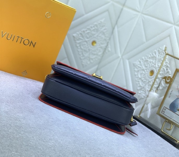 LV Monogram Empreinte Leather Metis In Navy Blue And Red