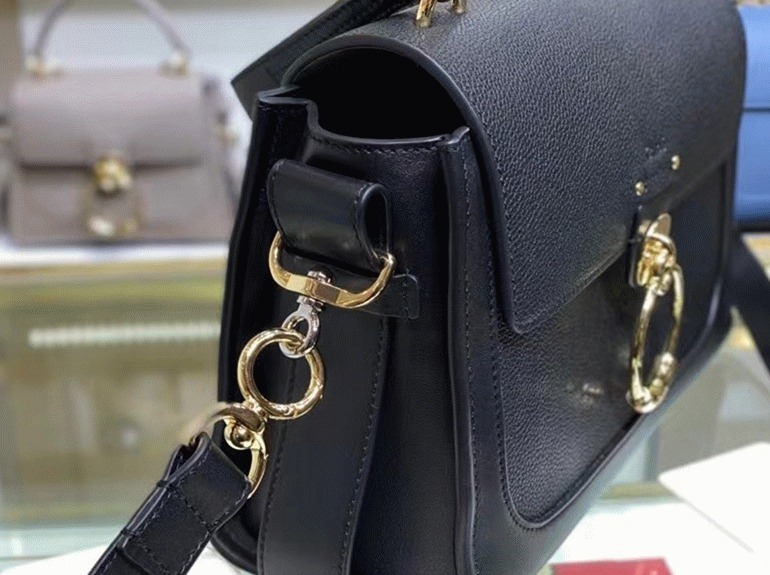top quality knockoff Ch10e small tess day bag in black grained leather