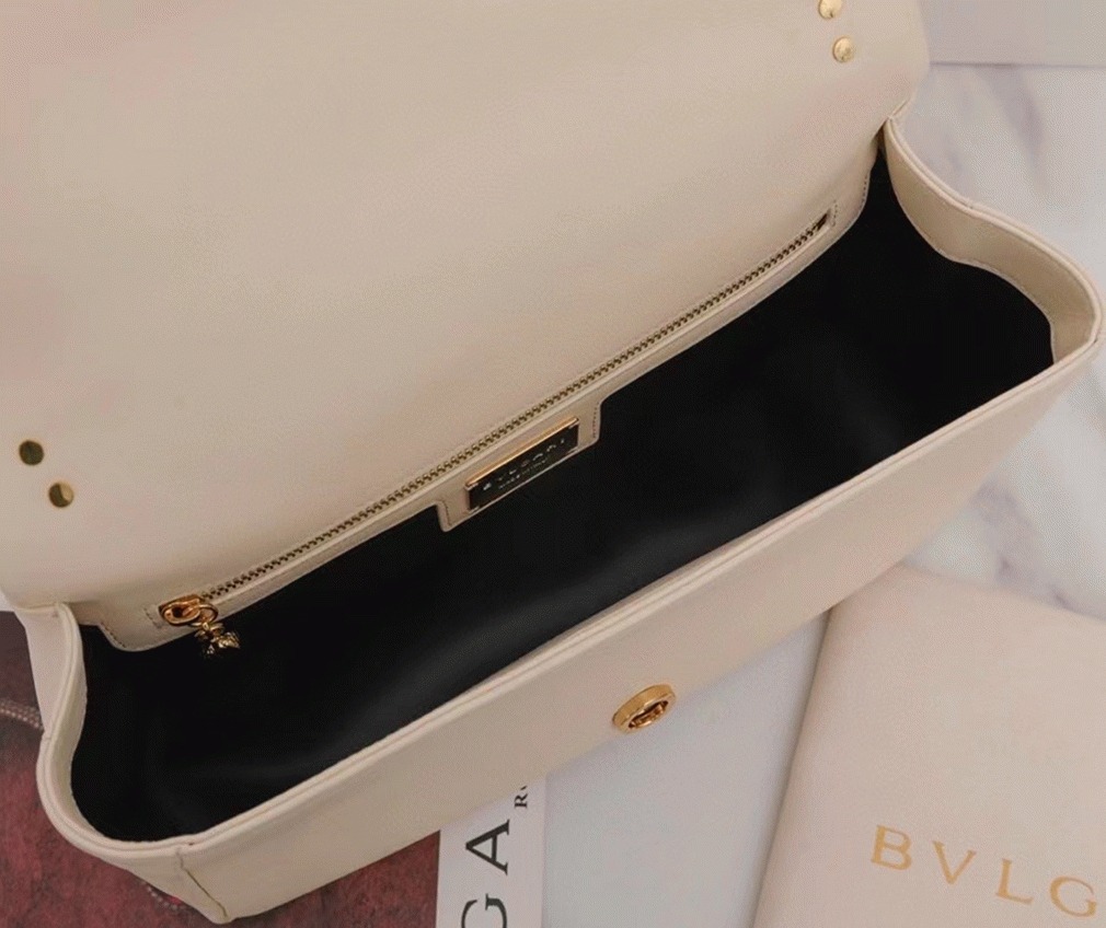Knockoff Bv1g*ai Serpenti Cabochon Medium Bag White Calfskin