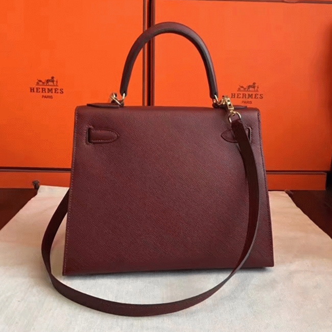 bordeaux epsom copy h**me5 kelly sellier 28cm preM1vm handbag
