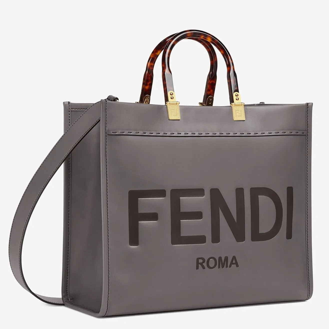 Top Quality Fake F**di Sunshine Medium Tote Bag In Grey Calfskin