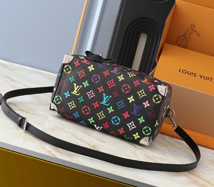 LV X TM Multicolored Speedy Bandouliere 25 In Black