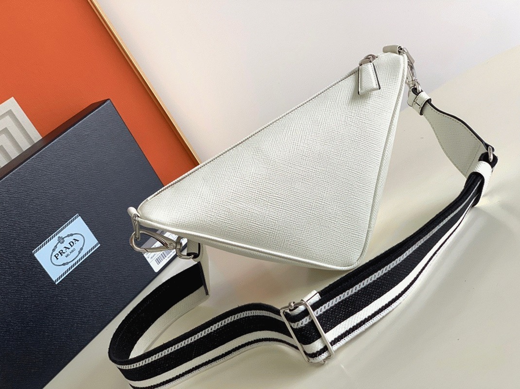 Pra*a Triangle Shoulder Bag Fake in White