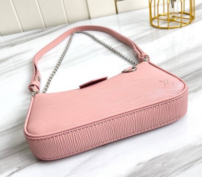 L0vis Vvtt0n Epi Leather Easy Pouch On Strap In Rose Ballerine Pink