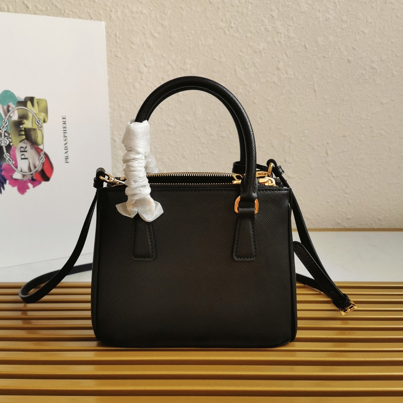 Black Pra*a Mini Galleria Bag Best Replica