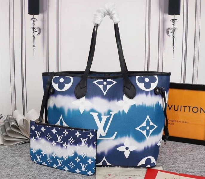 L0vis Vvtt0n Seasonal Escale Neverfull MM Tote In Blue
