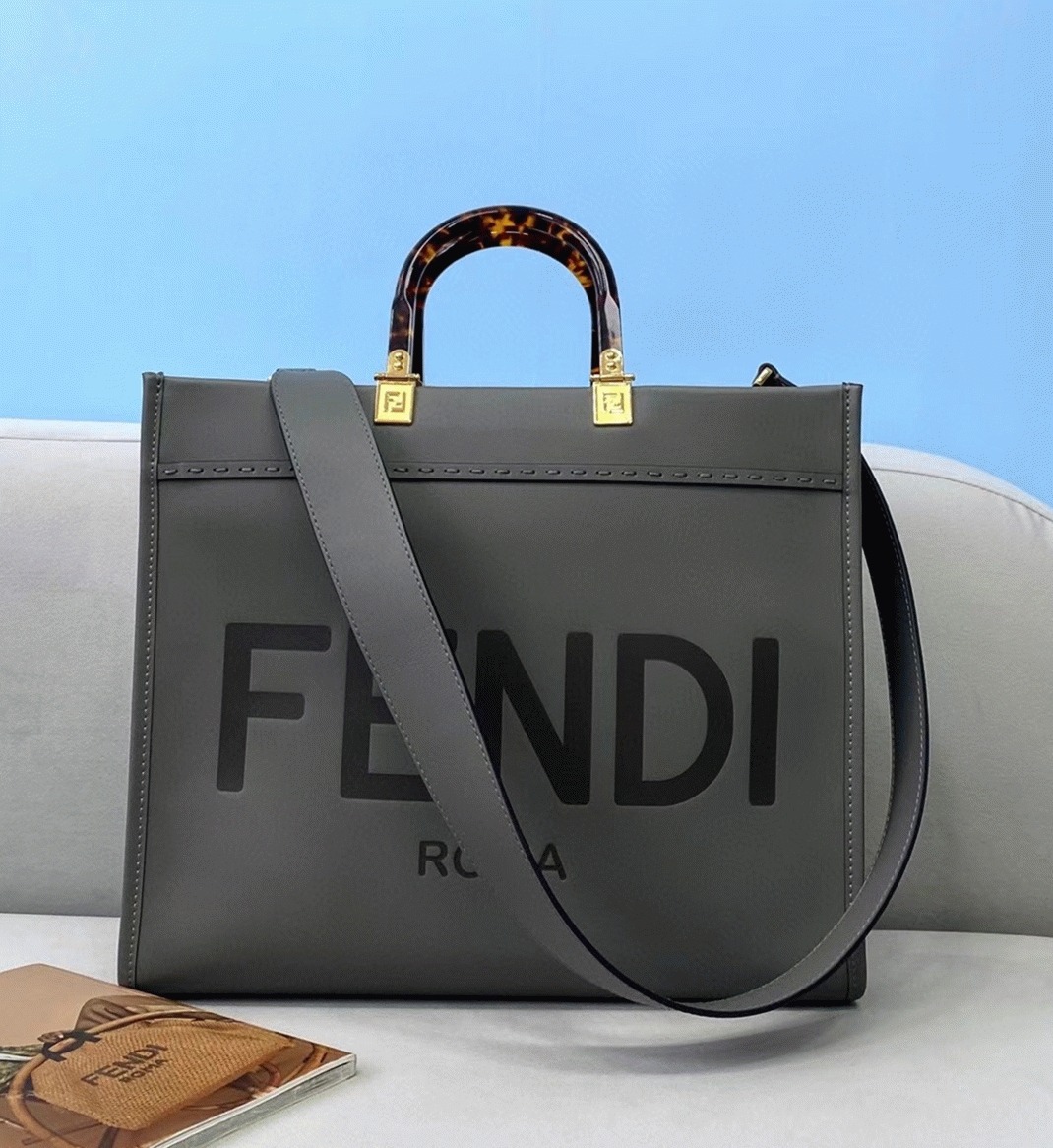 Top Quality Fake F**di Sunshine Medium Tote Bag In Grey Calfskin