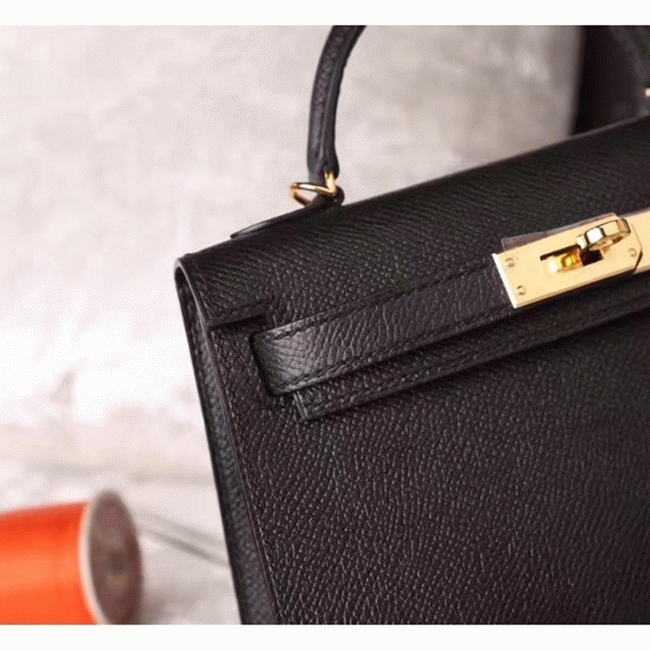 Black Epsom Knockoff H**me5 Kelly 20cm Classic Handbag
