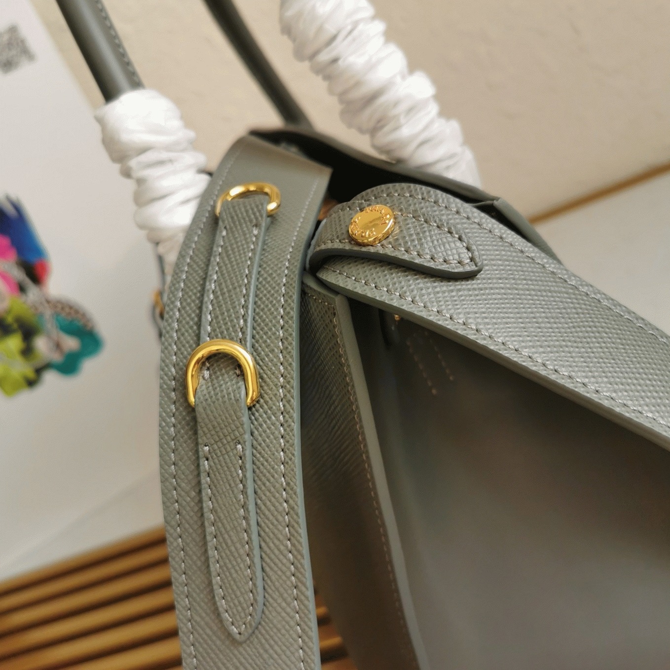 Grey Pra*a Monochrome Medium Bag Replica