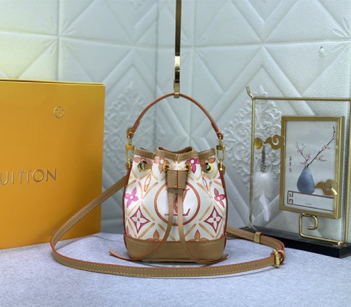 L0vis Vvtt0n LV By The Pool Monogram Tiles Canvas Nano Noe Bag In Coral