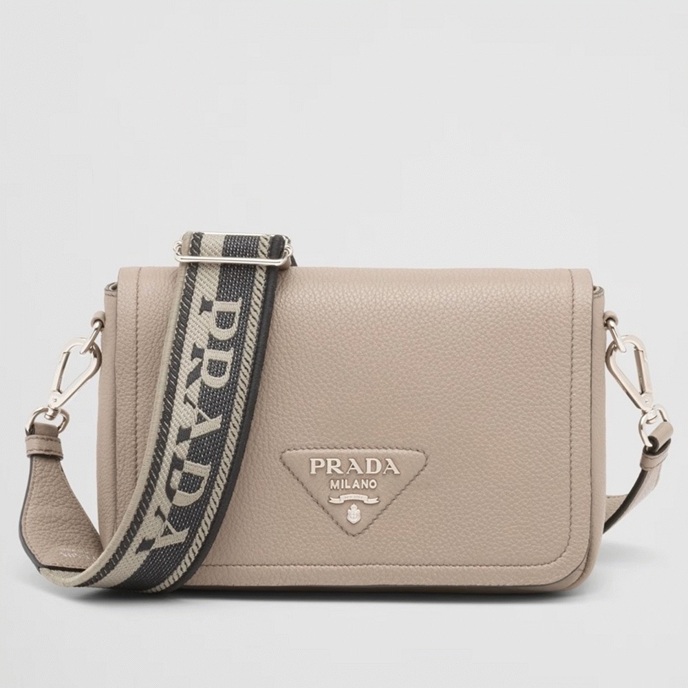 Pra*a Flap Shoulder Bag Imitation in Grey