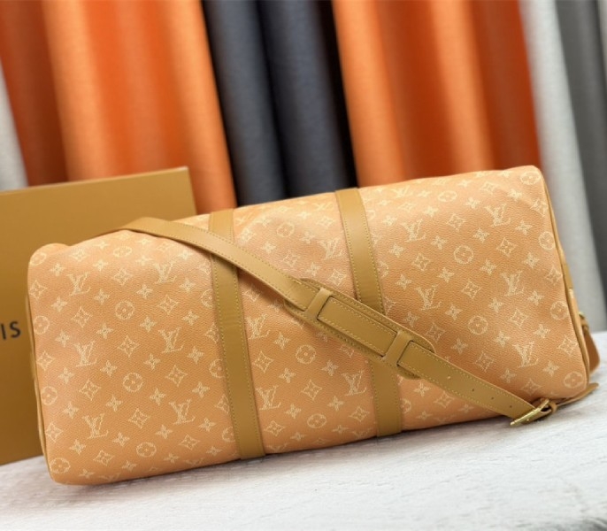 L0vis Vvtt0n Monogram Heritage Canvas Keepall Bandouliere 50 In Yellow
